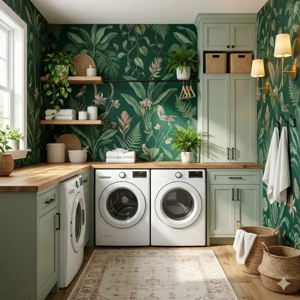 Emerald Green Botanical Garden Wallpaper Styled to Glow the Emerald Green Botanical Garden Wallpaper