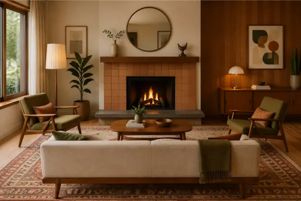 the Fireplace Centered Retro Warm Room