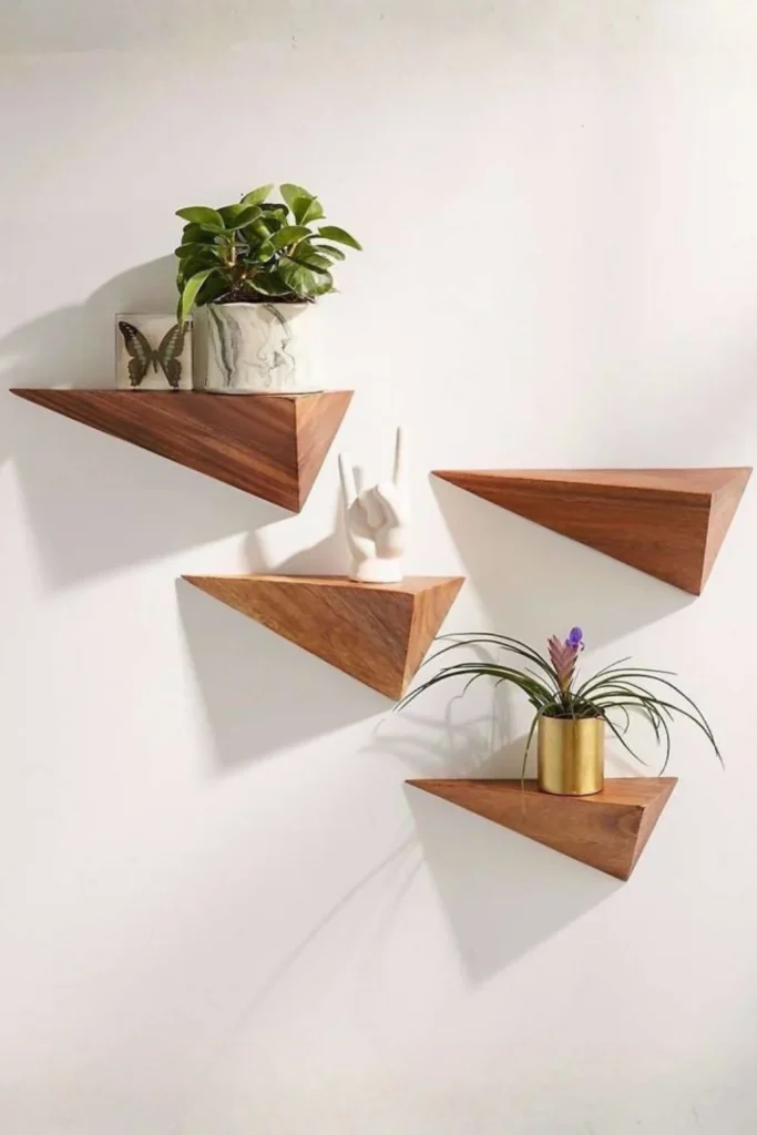 Floating Triangle Shelves in the Bathroom Styled to Glow the Floating Triangle Shelves in the Bathroom