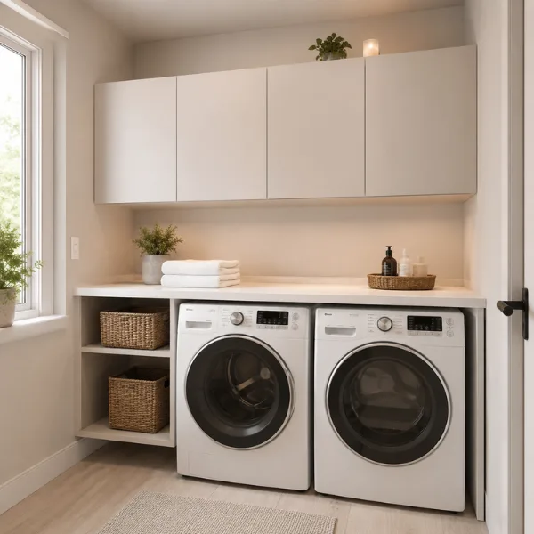 Floating Wall Mounted Cabinets Above Washer and Dryer Styled to Glow the Floating Wall Mounted Cabinets Above Washer and Dryer