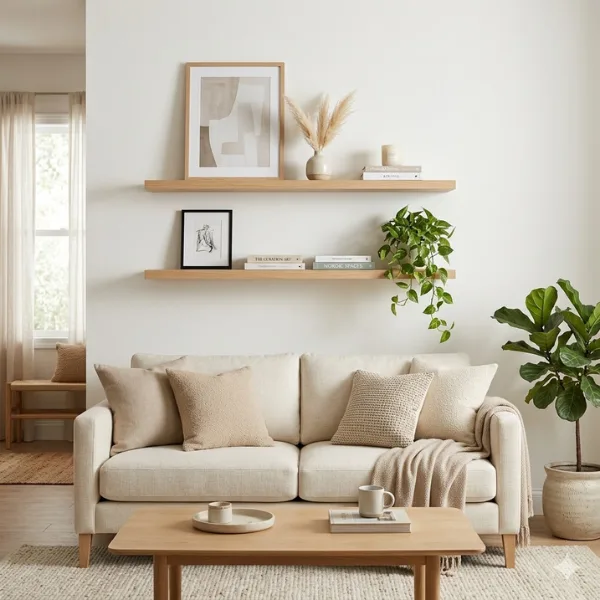 Floating Wooden Shelf Gallery Wall Styled to Glow the Floating Wooden Shelf Gallery Wall