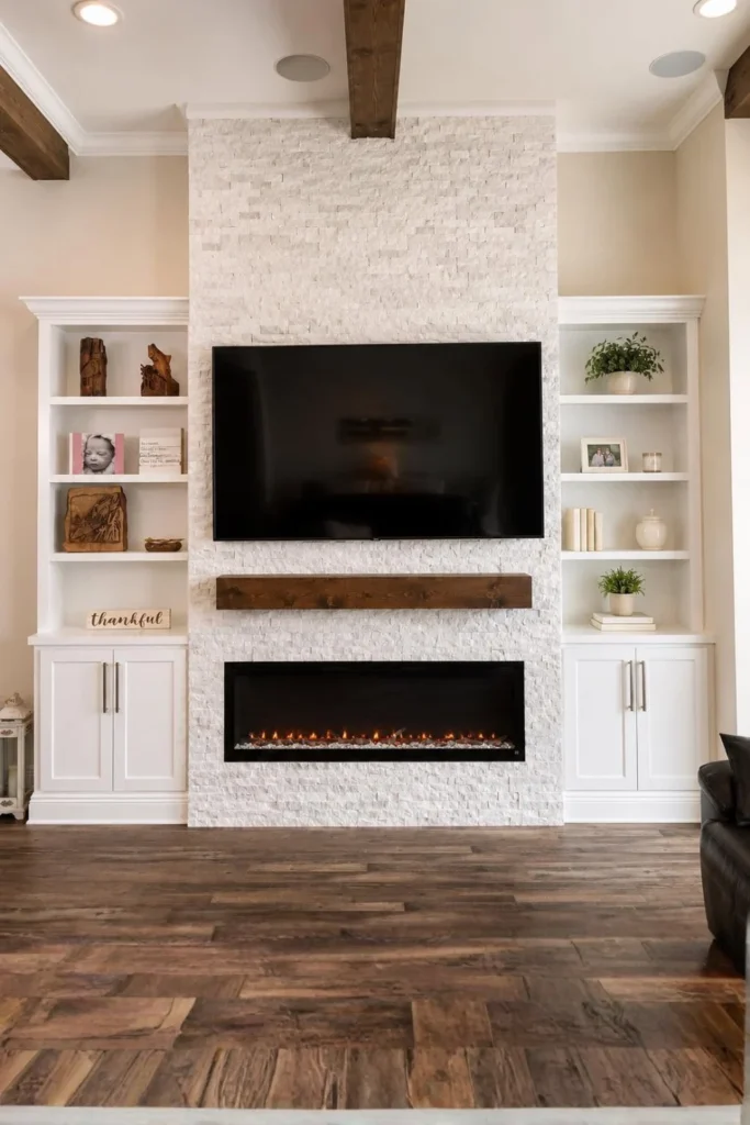Floor to Ceiling Shiplap with Built In Bookshelves Styled to Glow the Floor to Ceiling Shiplap with Built In Bookshelves
