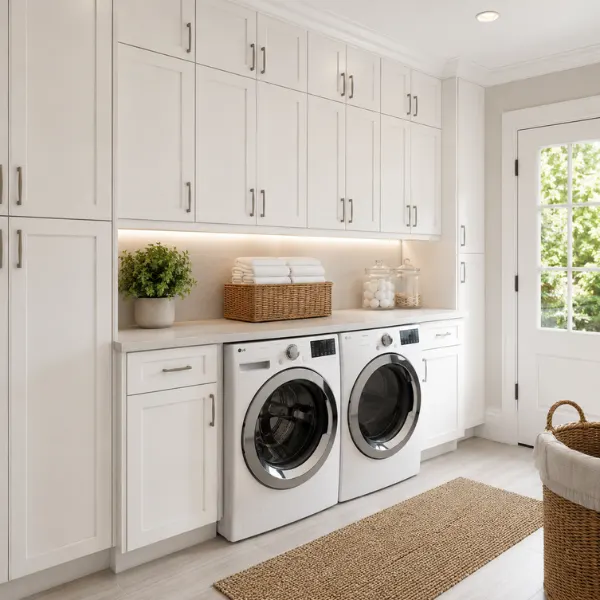 Floor to Ceiling White Shaker Cabinets Styled to Glow the Floor to Ceiling White Shaker Cabinets