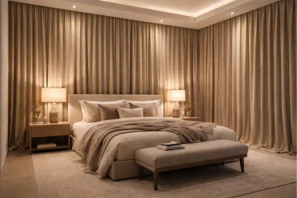 Full Wall Drapery Bedroom Styled to Glow the Full Wall Drapery Bedroom