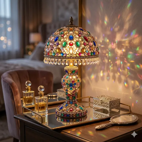 Gem Encrusted Jewel Lamp Styled to Glow the Gem Encrusted Jewel Lamp