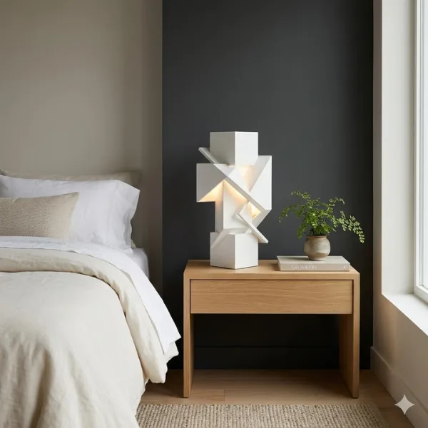 Geometric All White Architectural Table Lamp Styled to Glow the Geometric All White Architectural Table Lamp