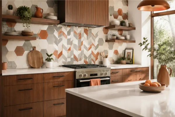 Geometric Backsplash Tile Styled to Glow the Geometric Backsplash Tile