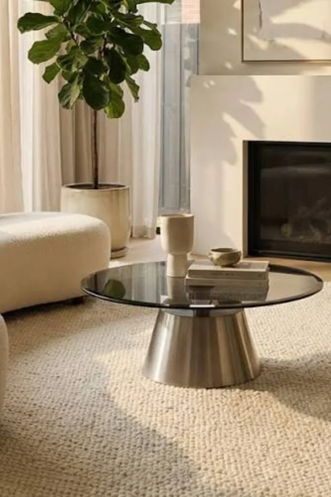 the Glass Top Coffee Table With Metal Base