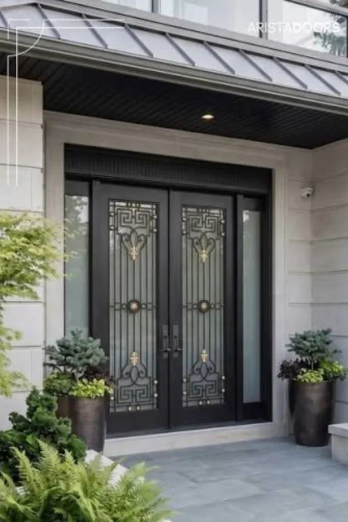 Glossy Black Door with Gold Hardware Styled to Glow the Glossy Black Door with Gold Hardware