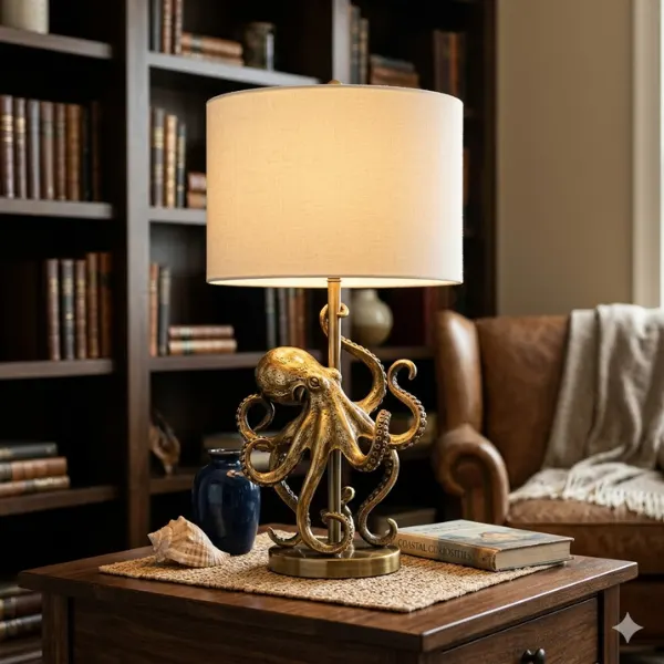 Golden Octopus Base Table Lamp Styled to Glow the Golden Octopus Base Table Lamp