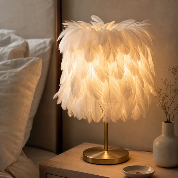 the Goose Feather Textured Shade Lamp