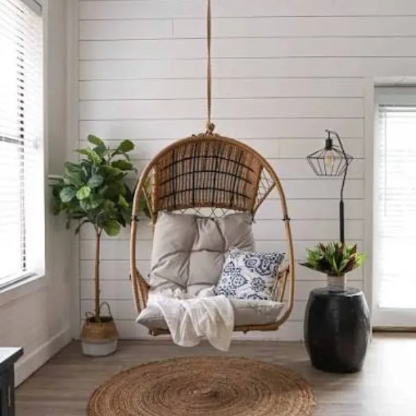 Hanging Swing Chair in a Sunny Corner Styled to Glow the Hanging Swing Chair in a Sunny Corner