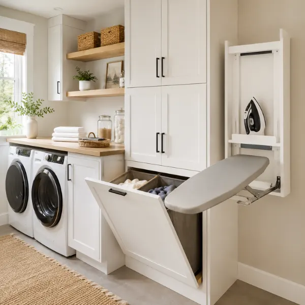 the Hidden hamper and fold away ironing station