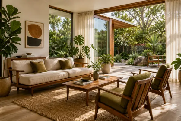 the Indoor Outdoor Mid Century Living Room