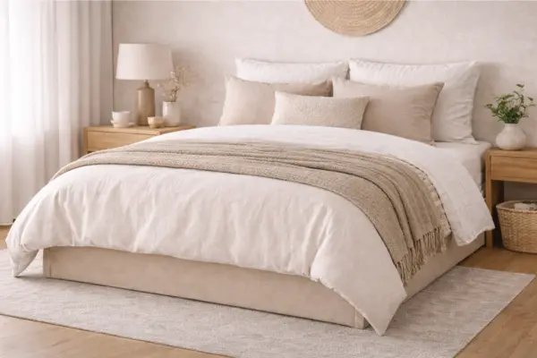 Japandi Calm Layered Bedding Idea Styled to Glow the Japandi Calm Layered Bedding Idea