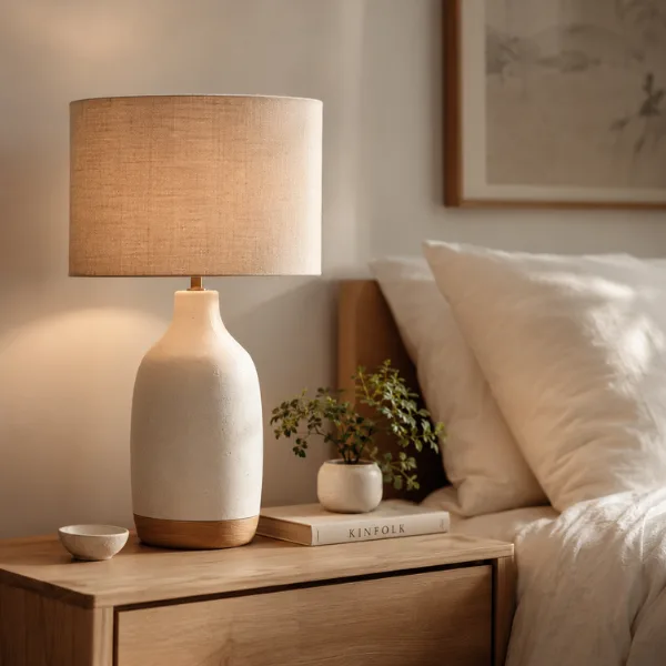 the Japandi Scandi Bottle Shaped Ceramic Lamp