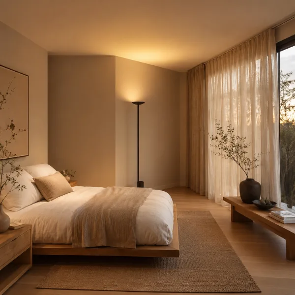 Japandi Slim Uplight Corner Torchiere Styled to Glow the Japandi Slim Uplight Corner Torchiere