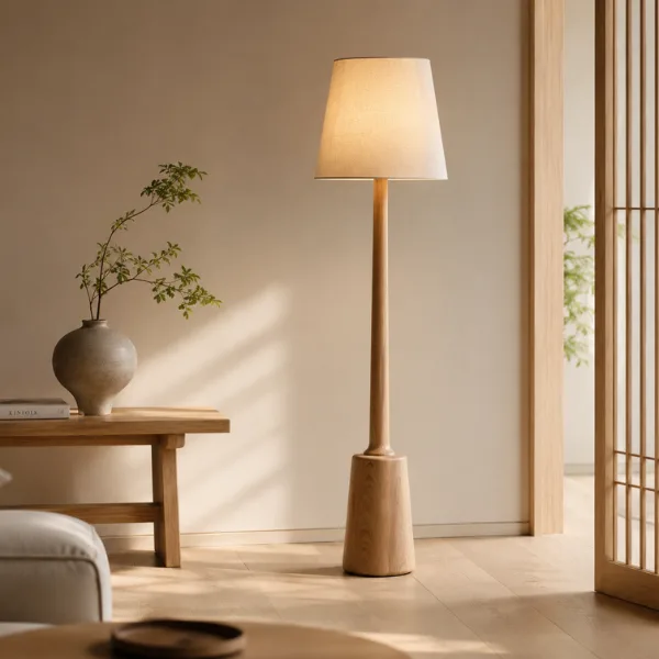 the Japandi Wooden Base Floor Lamp