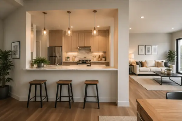 Kitchen Wall with Open Pass Styled to Glow the Kitchen Wall with Open Pass