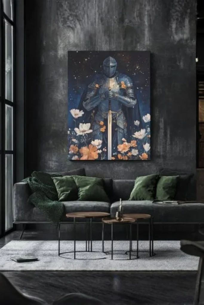 Knight in Shining Armor Tapestry Styled to Glow the Knight in Shining Armor Tapestry