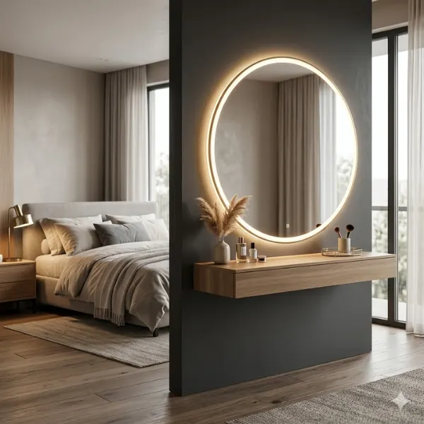 LED Backlit Round Vanity Mirror Styled to Glow the LED Backlit Round Vanity Mirror