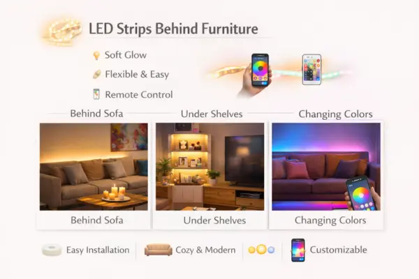 LED Strips Behind Furniture light Bulb Ideas for Living Room Styled to Glow the LED Strips Behind Furniture light Bulb Ideas for Living Room