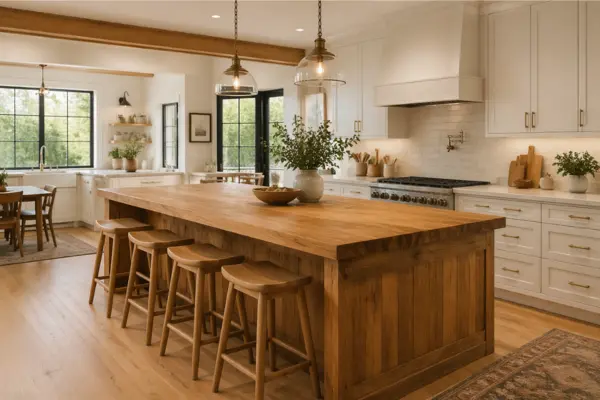 Large Kitchen With a Butcher Block Island Styled to Glow the Large Kitchen With a Butcher Block Island
