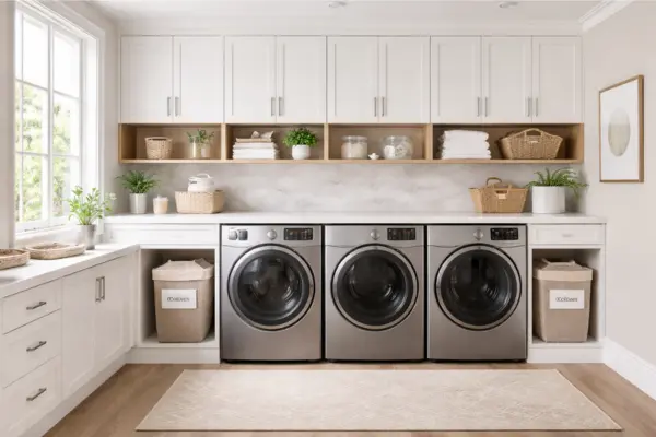 Large Laundry Room with Double Machines Styled to Glow the Large Laundry Room with Double Machines