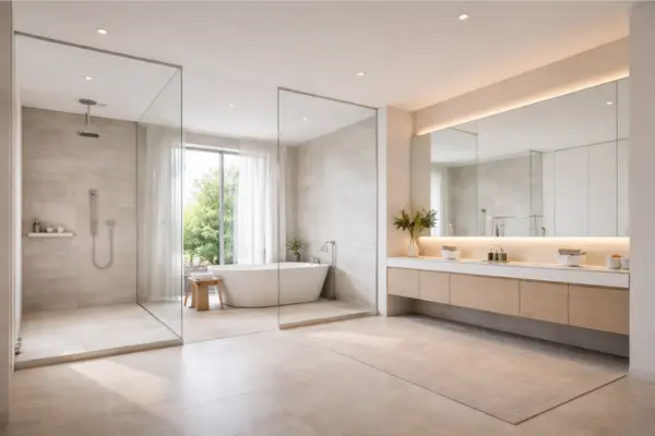 the Large Open Bathroom With Separate Wet and Dry Zones