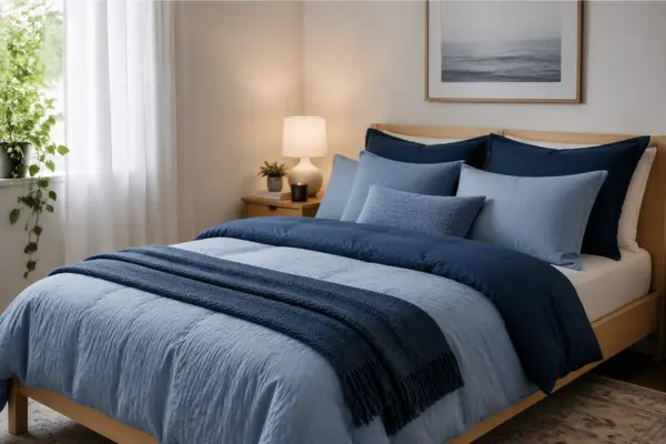 the Layered Blue Bedding Style