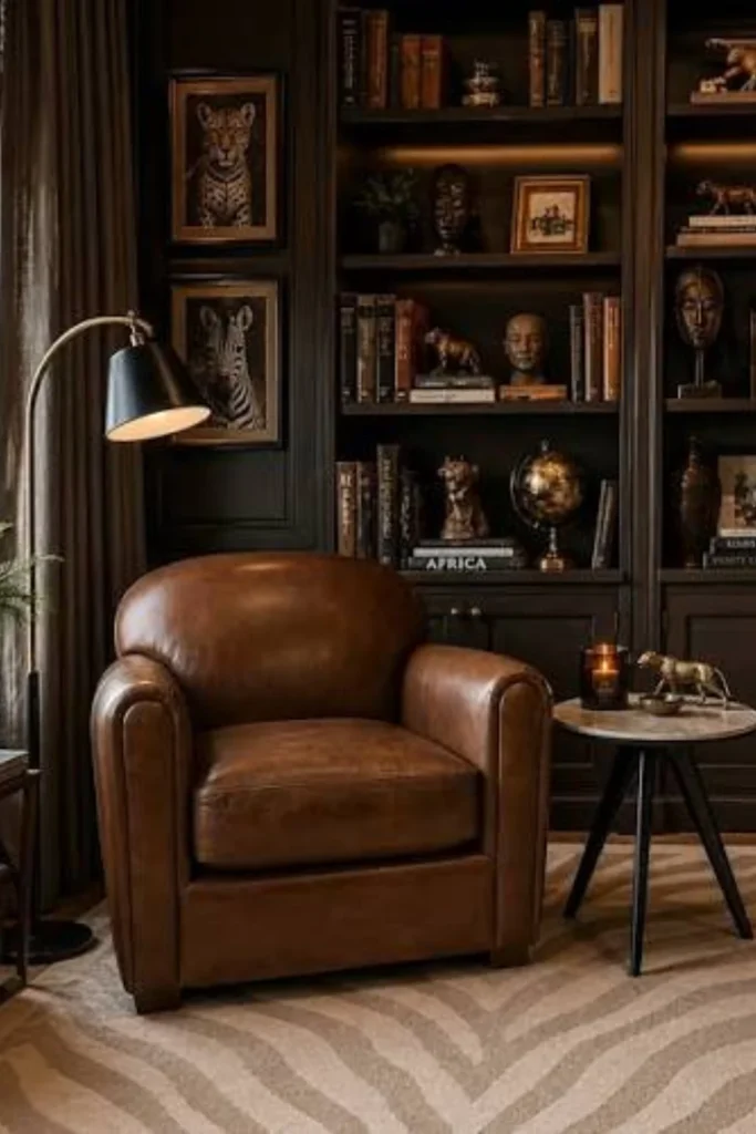 Leather Club Chair in a Bedroom Corner Styled to Glow the Leather Club Chair in a Bedroom Corner