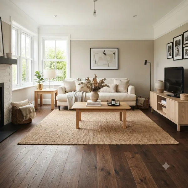 Light Wood Furniture Against Dark Floors Styled to Glow the Light Wood Furniture Against Dark Floors