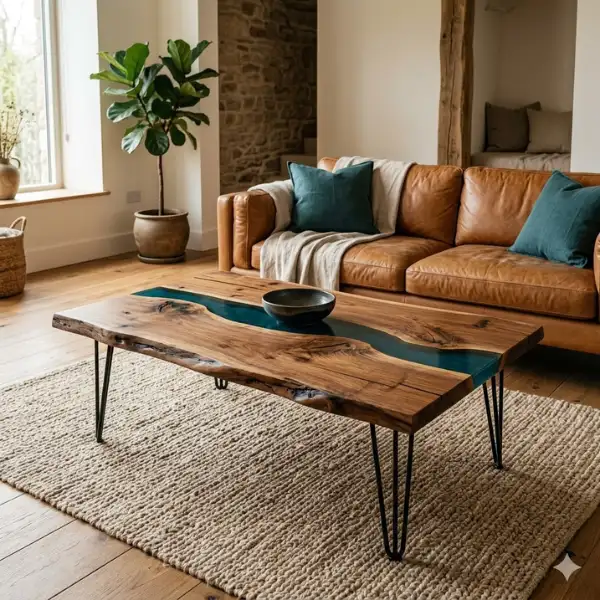 Live Edge Epoxy Resin Table Styled to Glow the Live Edge Epoxy Resin Table