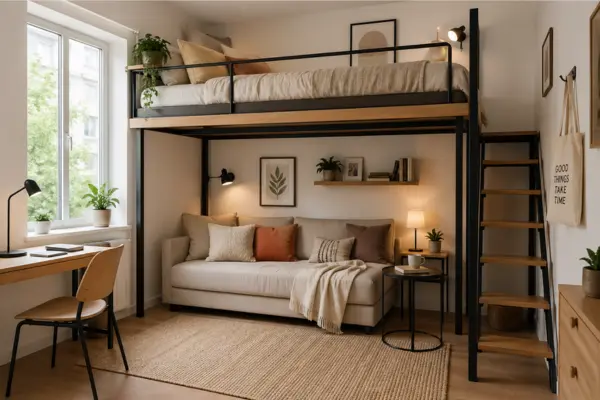 Loft with Seating Below Styled to Glow the Loft with Seating Below