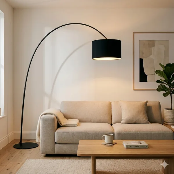 Matte Black Minimalist Arc Floor Lamp Styled to Glow the Matte Black Minimalist Arc Floor Lamp