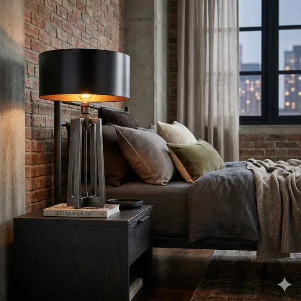 Merlin Industrial Sleek Metal Table Lamp Styled to Glow the Merlin Industrial Sleek Metal Table Lamp