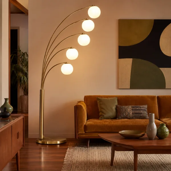 Mid Century Arc Waterfall Floor Lamp Styled to Glow the Mid Century Arc Waterfall Floor Lamp