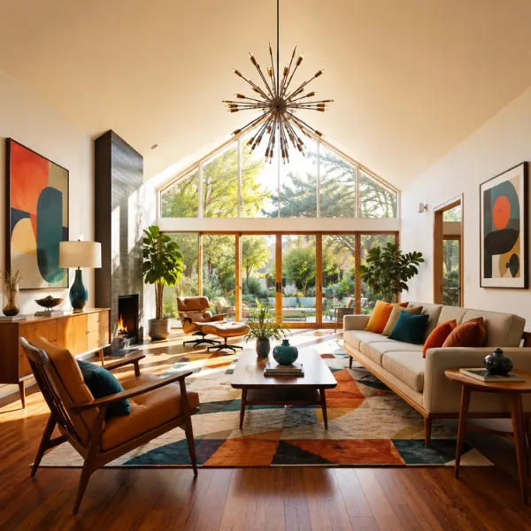Mid Century Modern Vaulted Ceiling Living Room Styled to Glow the Mid Century Modern Vaulted Ceiling Living Room