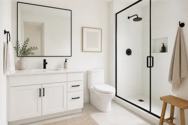 Minimalist Black Fixtures on a White Background Styled to Glow the Minimalist Black Fixtures on a White Background