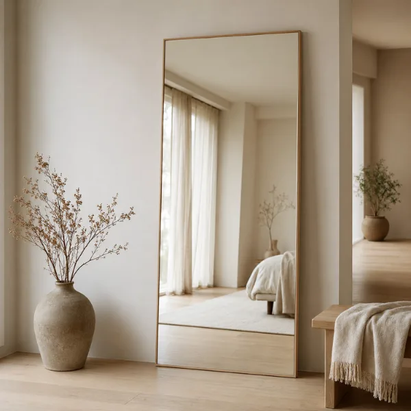 the Minimalist Japandi Thin Oak Frame Mirror