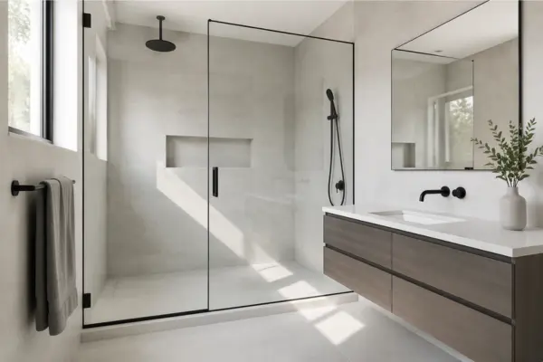 the Modern Bathroom With a Walk In Glass Shower
