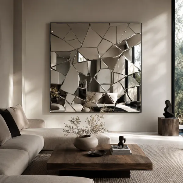 Mosaic Shattered Glass Art Mirror Styled to Glow the Mosaic Shattered Glass Art Mirror