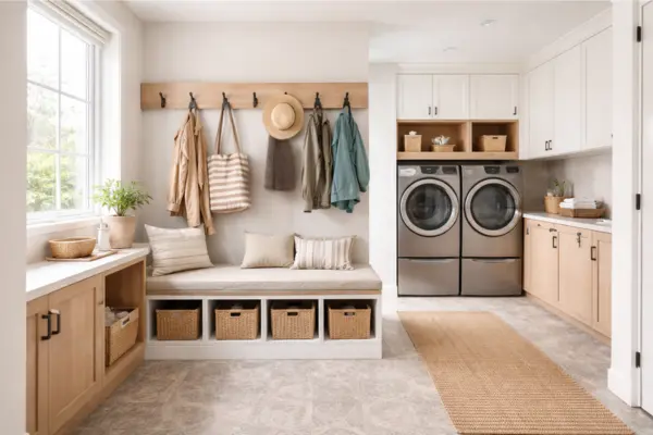 Mudroom Laundry Combo with Bench and Hooks Styled to Glow the Mudroom Laundry Combo with Bench and Hooks