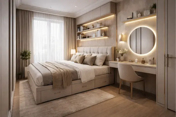 Multifunctional Small Luxury Bedroom Styled to Glow the Multifunctional Small Luxury Bedroom