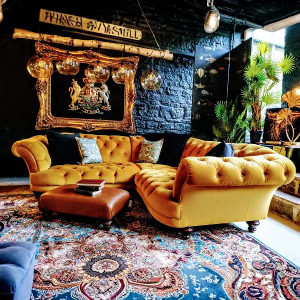 Mustard Yellow Velvet Sofa Styled to Glow the Mustard Yellow Velvet Sofa