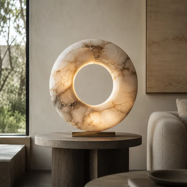 the Natural Stone Circular Table Lamp