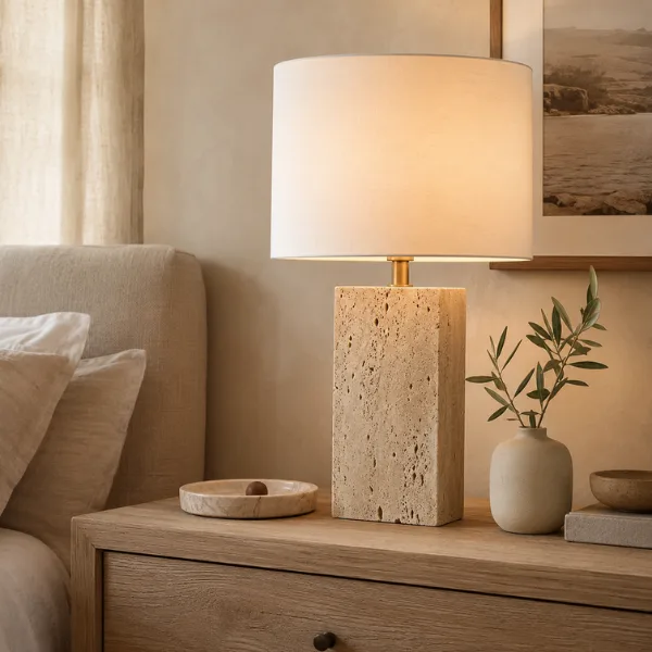 Natural Travertine Stone Base Lamp Styled to Glow the Natural Travertine Stone Base Lamp