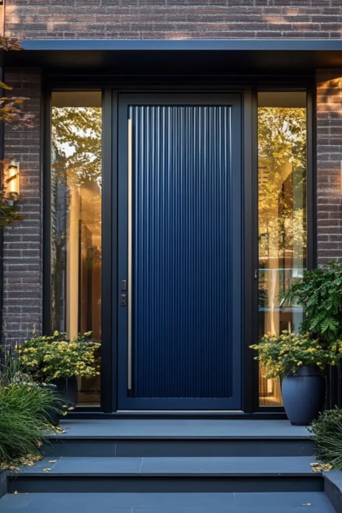 Navy Blue Door with Matte Black Hardware Styled to Glow the Navy Blue Door with Matte Black Hardware