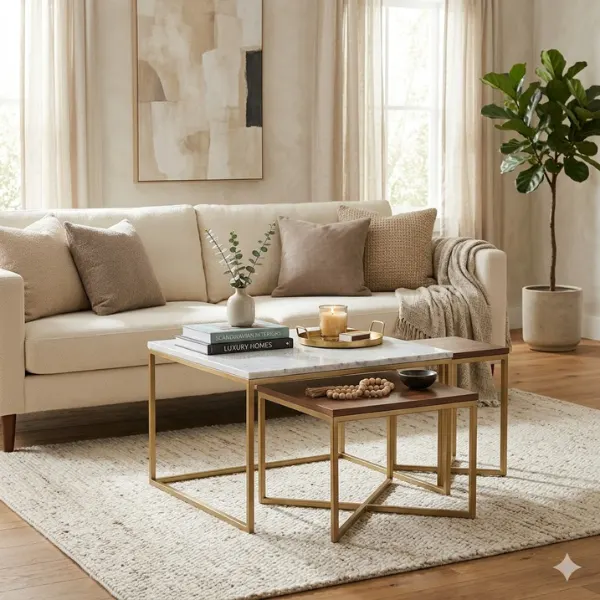 Nesting Tables Trio Set Styled to Glow the Nesting Tables Trio Set
