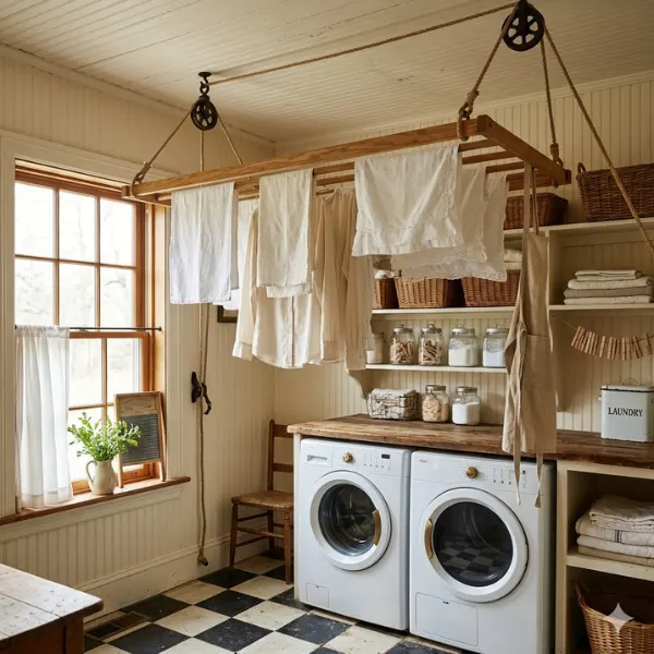 the Old Fashioned Pulley Clothes Drying System